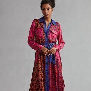 Farm Rio Mixed Leopard Midi Dress Brand New W/Tags